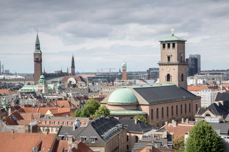 City Hall and Cathedral View; Copenhagen from Round Tower, Denmark, Europe
