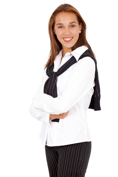 business woman portrait - isolated over a white background