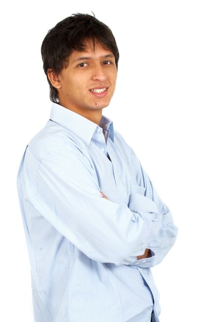 casual man portrait isolated over a white background