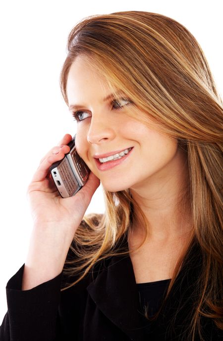 business woman on the phone isolated over a white background