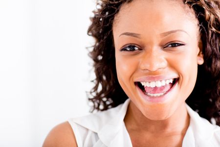Portrait of a happy African American woman laughing