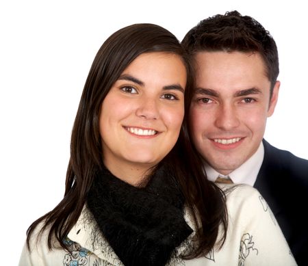 couple of young people smiling isolated over a white background