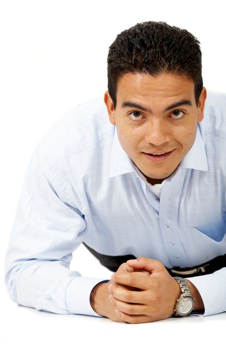 business man smiling isolated over a white background