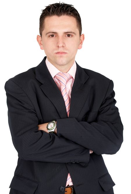 confident european business man isolated over a white background
