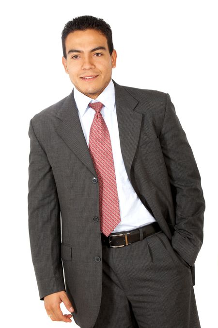 business man smiling isolated over a white background