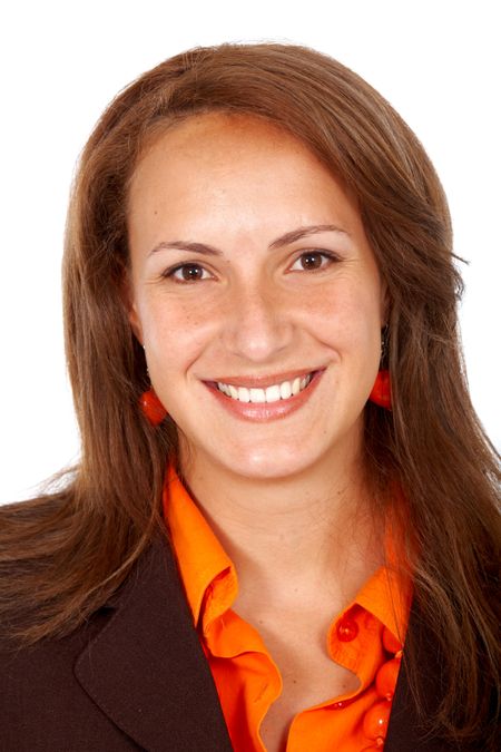 business woman portrait - isolated over a white background