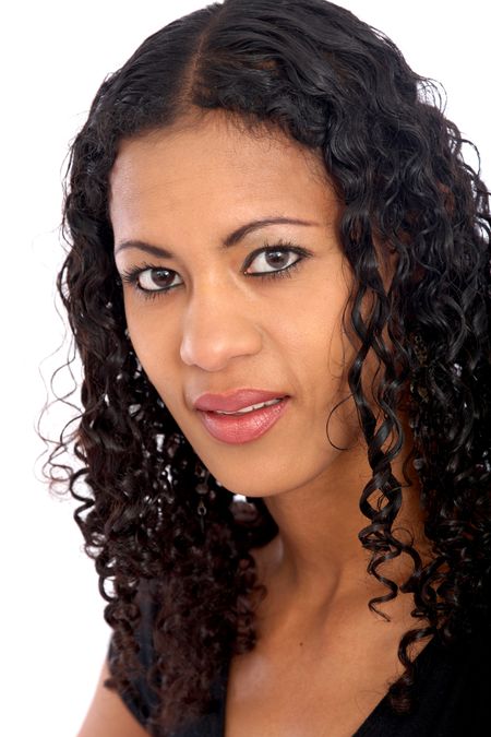 black woman portrait isolated over a white background