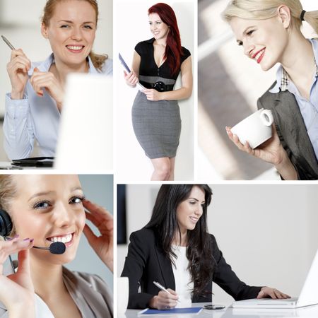 Compilation of young beautiful professional working women in the office and at home