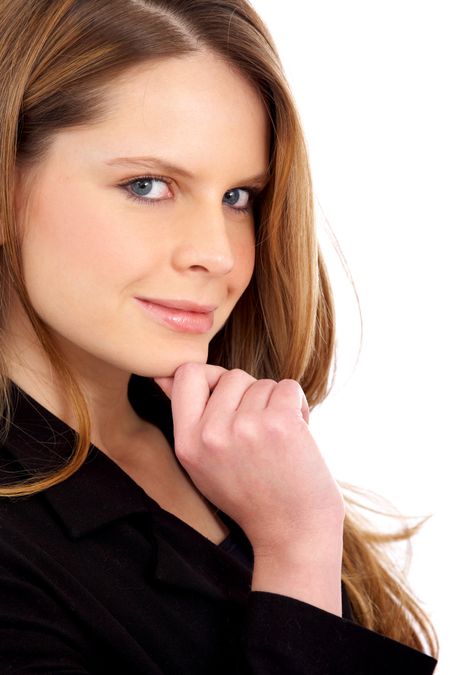 business woman portrait - isolated over a white background