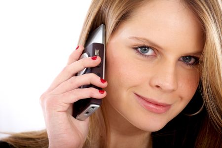 business woman on the phone isolated over a white background