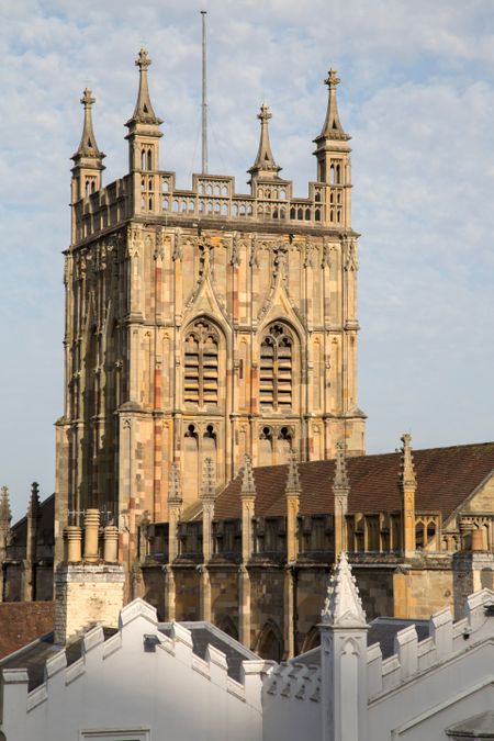 Tower at Priory Church; Great Malvern; England; UK