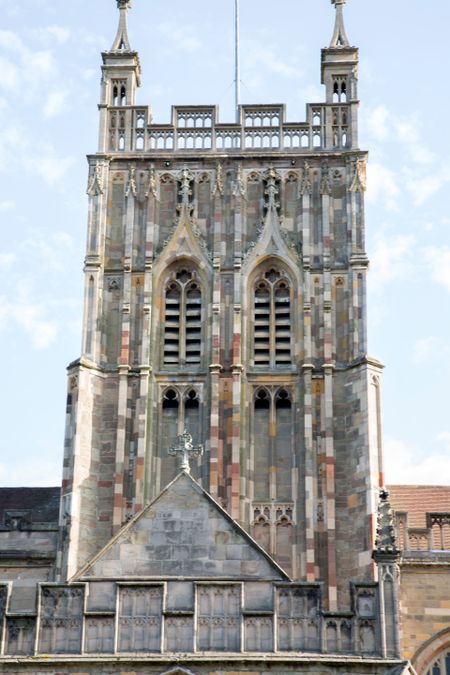 Tower of Priory Church, Great Malvern, England, UK