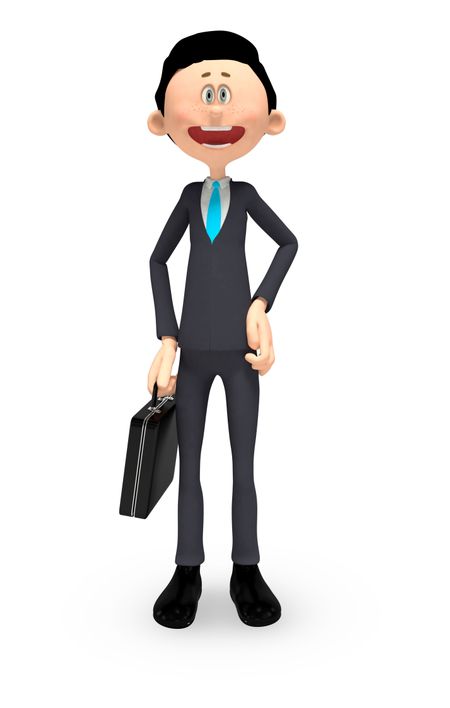 3D business man in a suit - isolated over a white background
