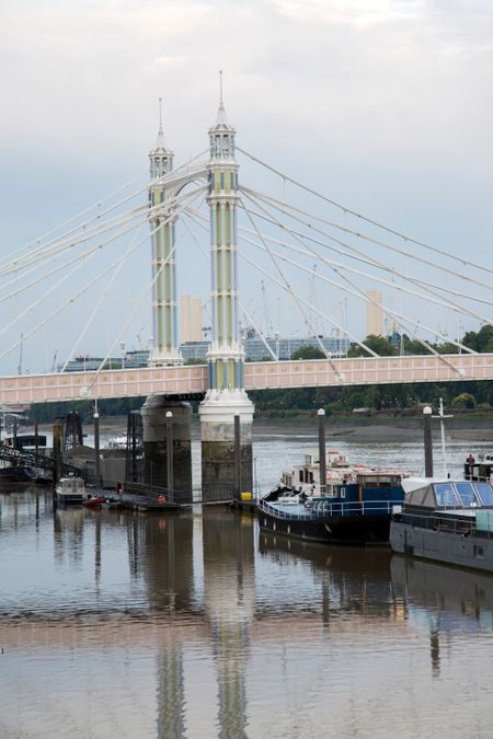 Albert Bridge at Dusk; Chelsea; London; England; UK