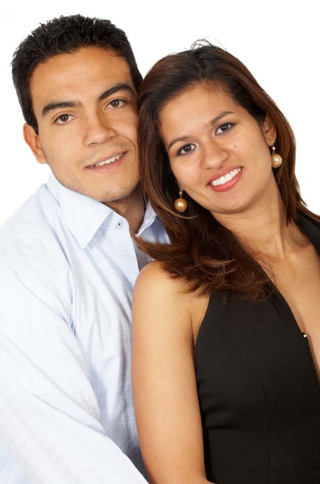 couple of business people smiling isolated over a white background