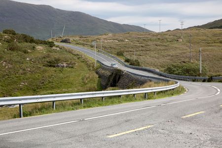 Car on Open Road, Killary Fjord; Connemara National Park; Ireland