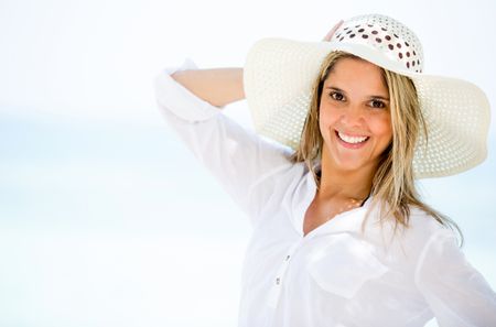 Beautiful woman on holidays looking very happy