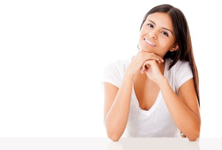 Beautiful casual woman - isolated over a white background