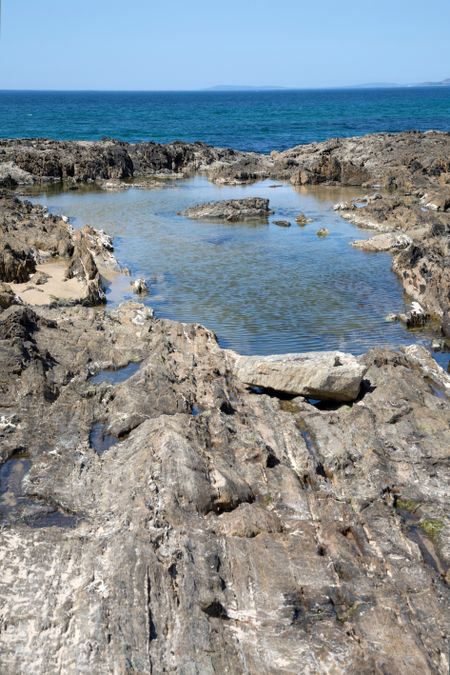 Beach and Rock Pool; Galicia; Spain