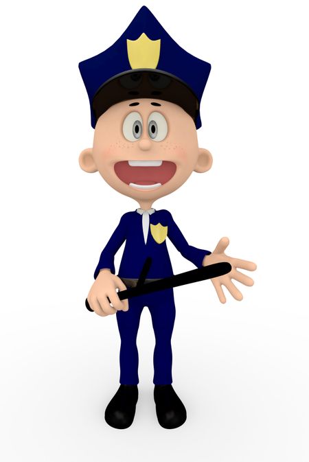 3D police man - isolated over a white background