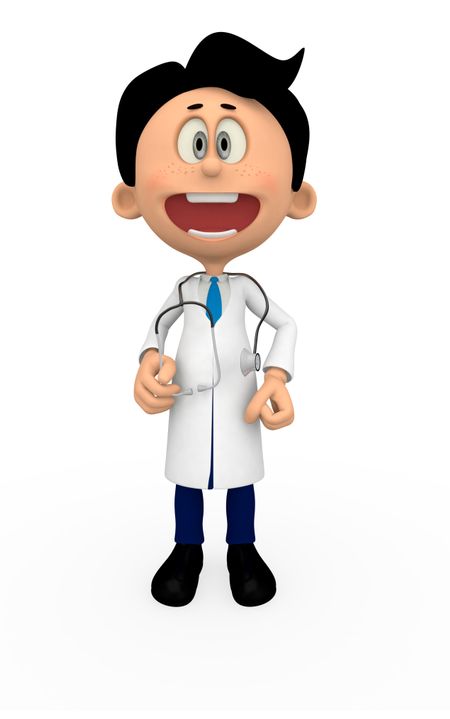 3D Doctor smiling - isolated over a white background