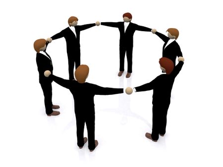 business teamwork 3d illustration over a white background