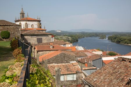 Cathedral and Village; Galicia; Spain