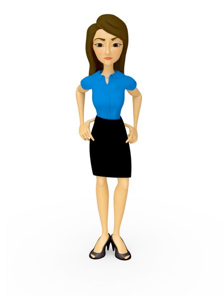 3D Bossy businesswoman - isolated over a white background
