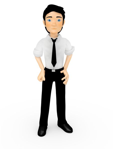 3D business man - isolated over a white background