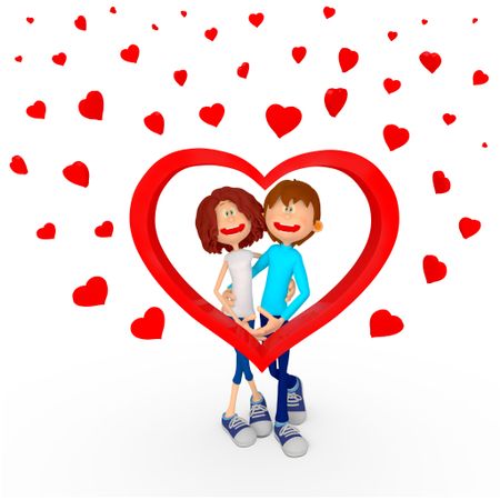 3d-couple-love-celebrating-valentines-day-128232545 3D couple in love celebrating Valentines Day - isolated over white