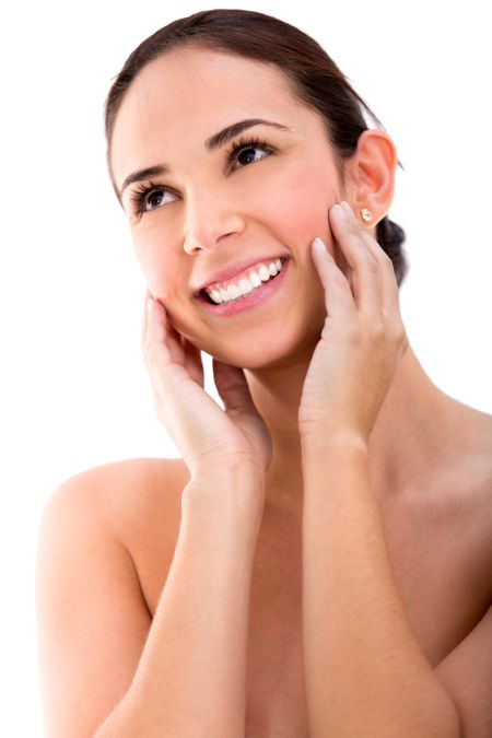 beautiful-woman-portrait-looking-very-happy-128234075 Beautiful woman portrait looking very happy - isolated over a white background