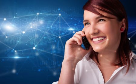 Person talking on the phone with networking concept