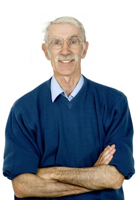 potrait of an elderly man over a white background