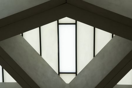 Section of skylight and concrete truss