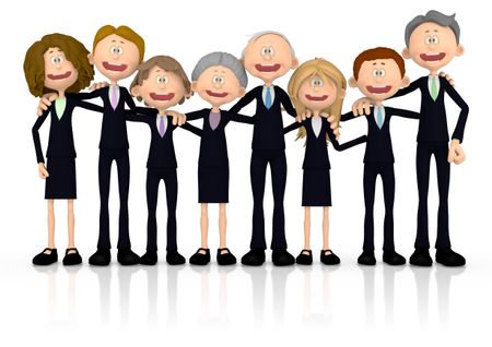 3D group of business people - isolated over a white background