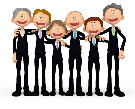 3D Group of business men - isolated over a white background