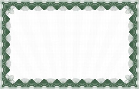 Horizontal green certificate template, ready to be used