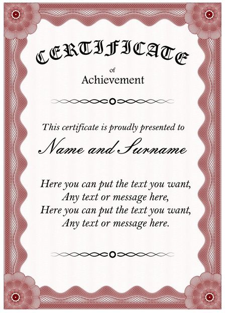 Red vertical certificate template, very customizable