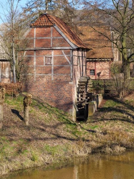 Old houses by a river in Germany