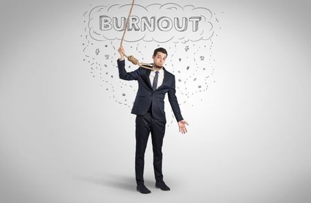 Young desperate businessman with suicide rope concept