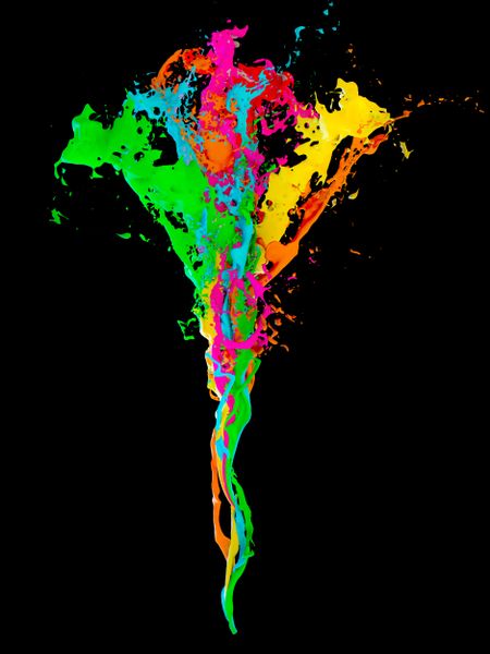 3D fluid paint colors Isolated over black