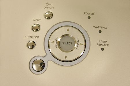 Close up of keypad buttons of a projector