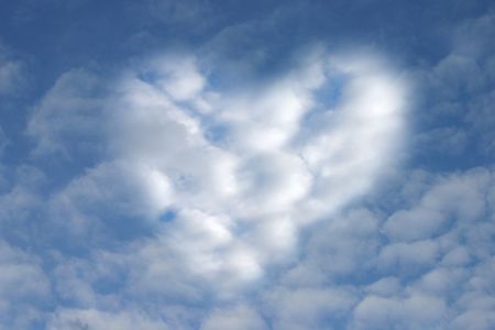 Heart in the sky formed by clouds