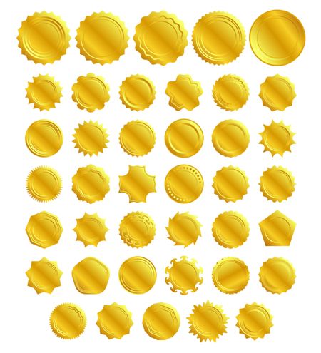 Set of 40 gold seals.