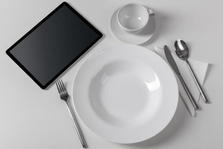 Stylish tableware with tablet concept