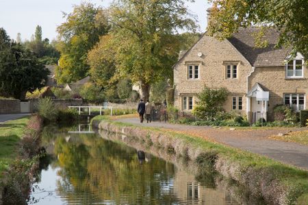 River at Lower Slaughter Village; Cheltenham; England; UK