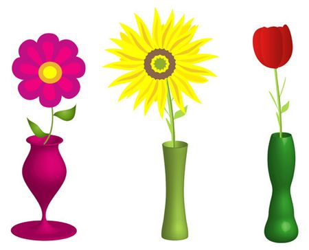 flowers and vases illustration over white