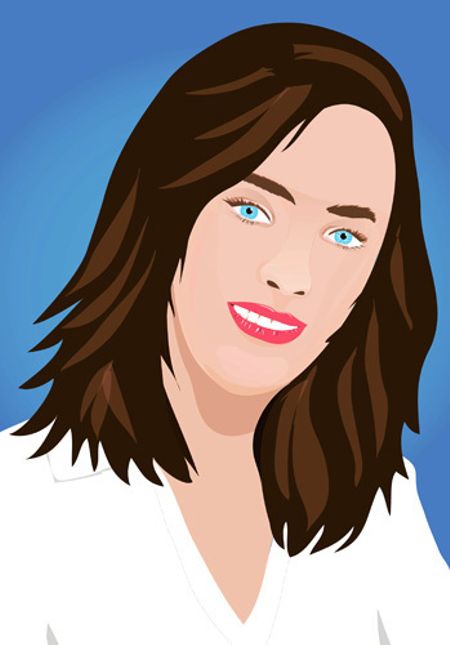 business woman illustration on blue