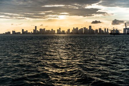 Beautiful sunset at the coast of Miami city
