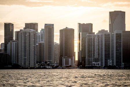 Air shot of buildings in the Miami coast